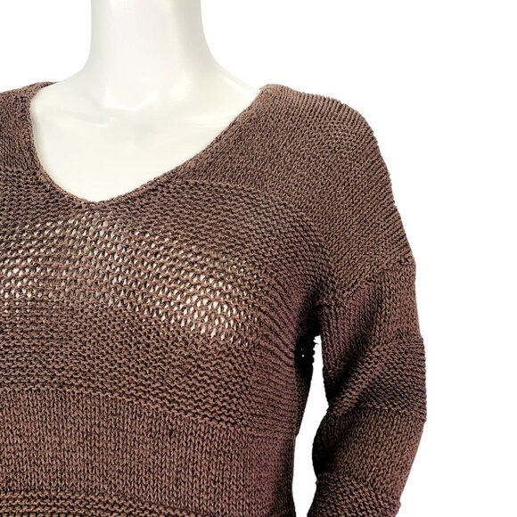 Tommy Bahama Womens Sweetzer V Neck Pullover Loose Knit Sweater Brown Size M - Picture 4 of 11